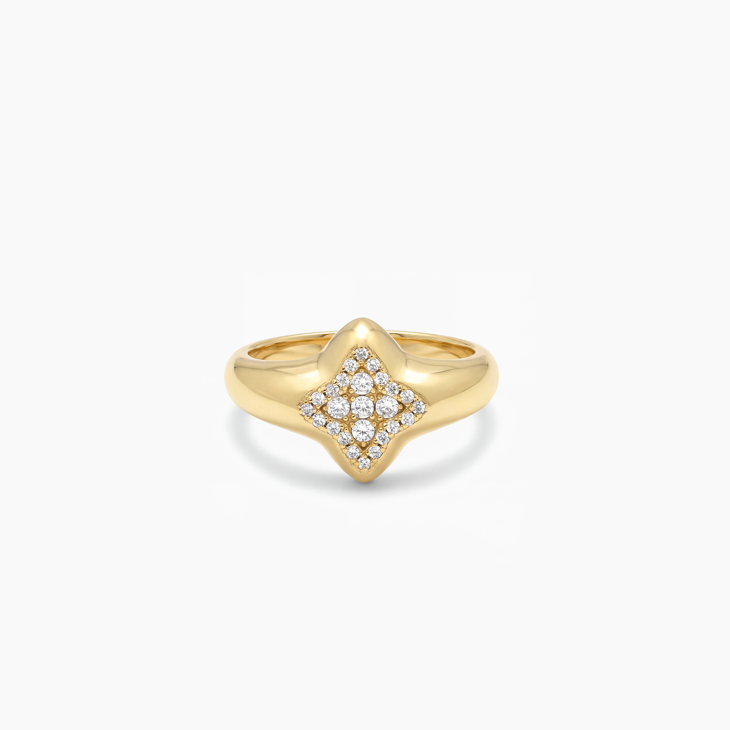 Flower signet ring gold