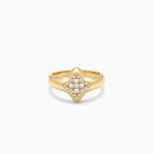 Flower signet ring gold