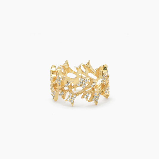 Iced Monogram Ring Gold