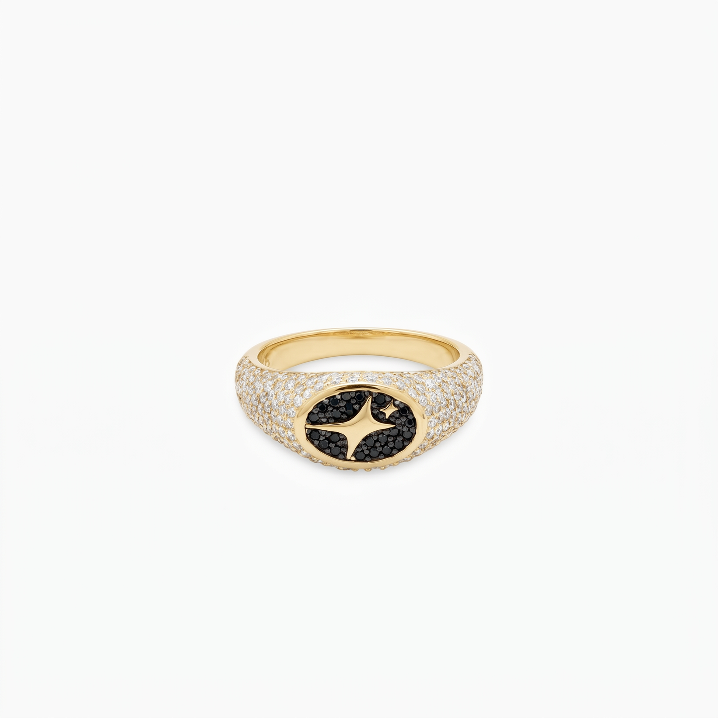Iced Oval signet ring dorée