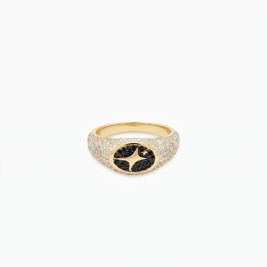 Iced Oval signet ring dorée