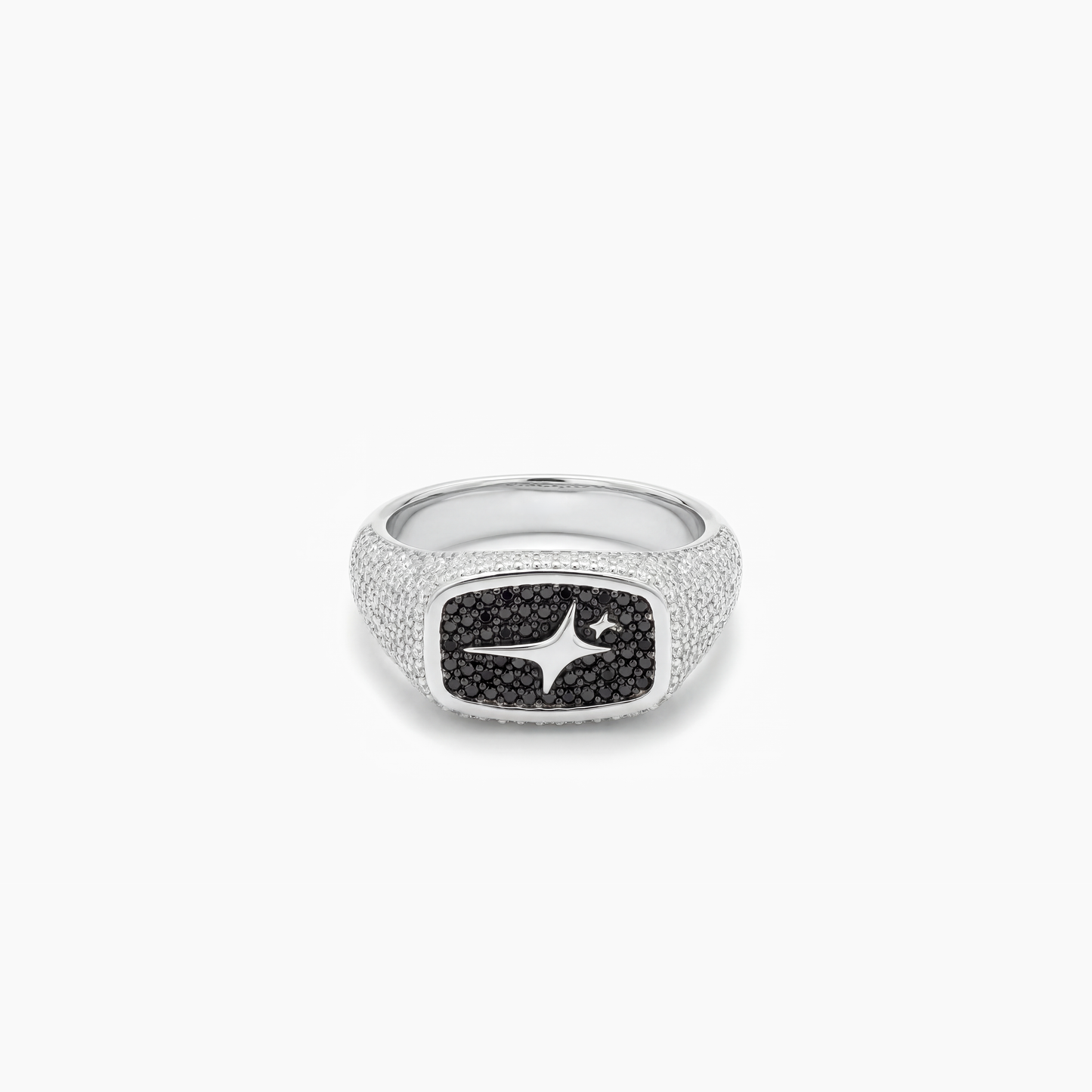 Iced Rectangle signet ring argentée
