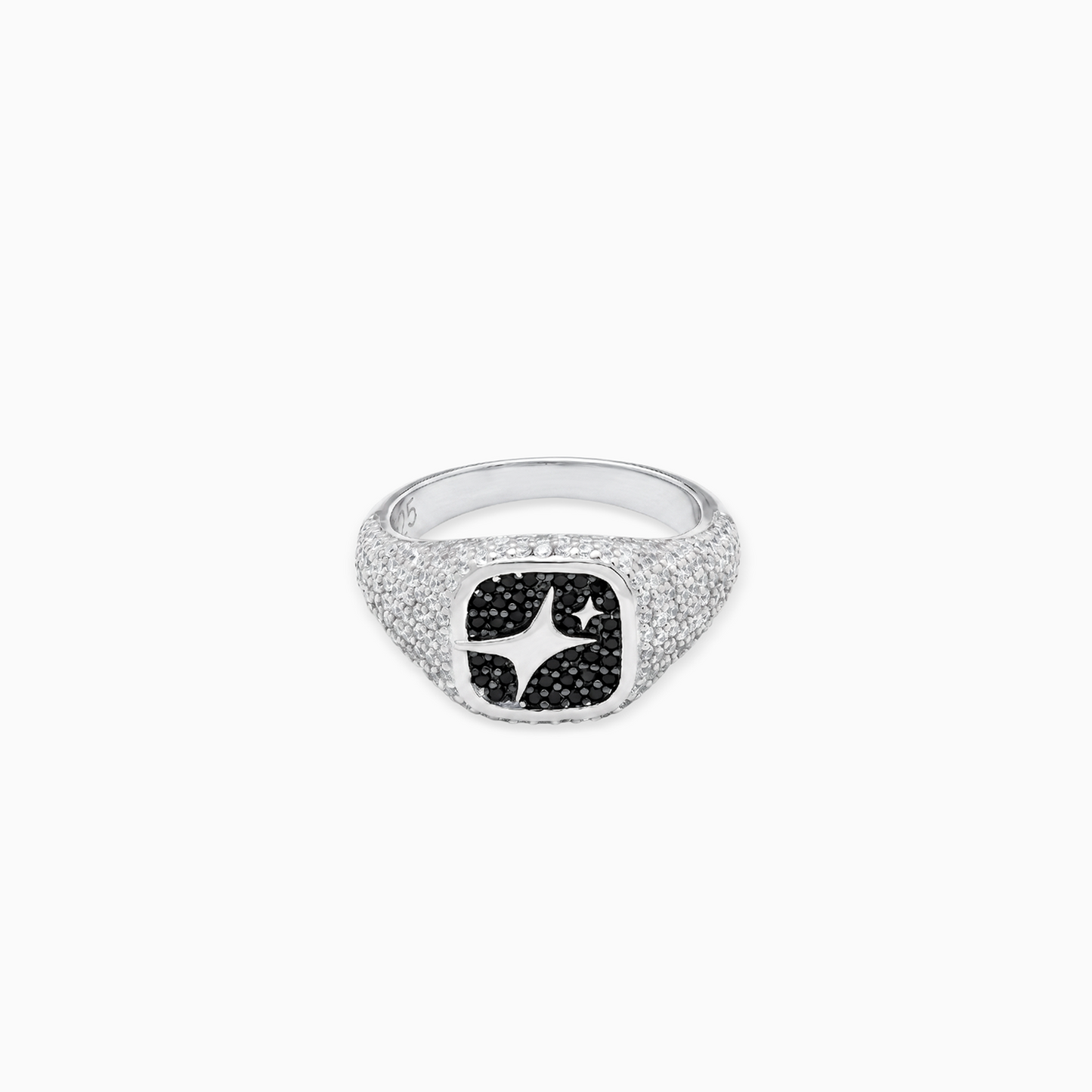Iced Square signet ring silver