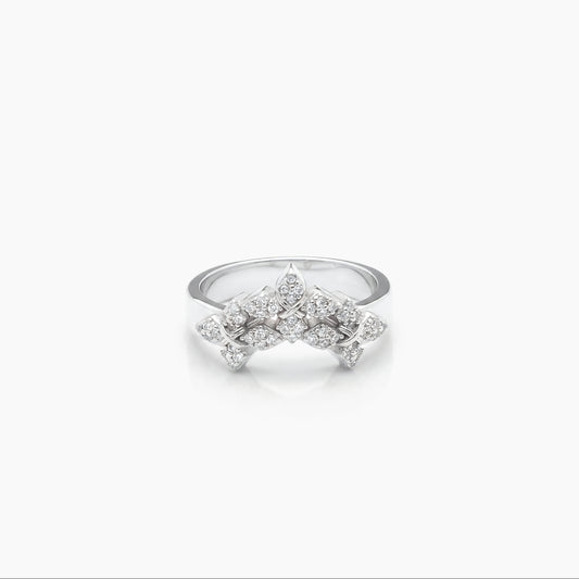 Iced triple crossed star ring - Argenté