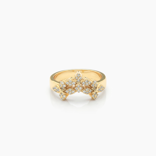 Iced triple crossed star ring - Doré