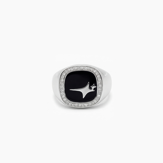 Iced Raw ring Argentée - Motif Noir