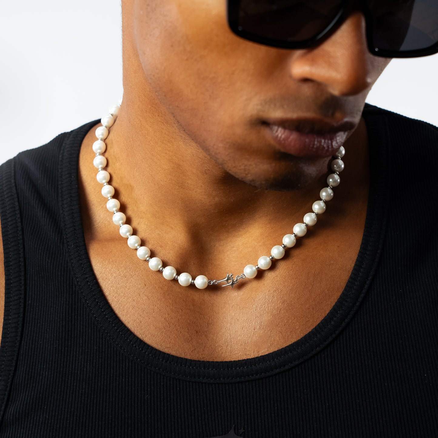 Silver Double Stars Beaded Chain