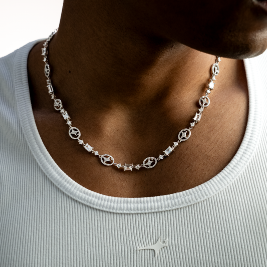 Silver Signature Iced Chain