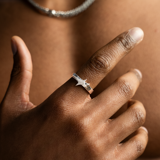 Iced signature ring argentée