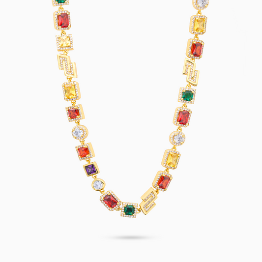 Multi Gemstone Chain 8mm Gold