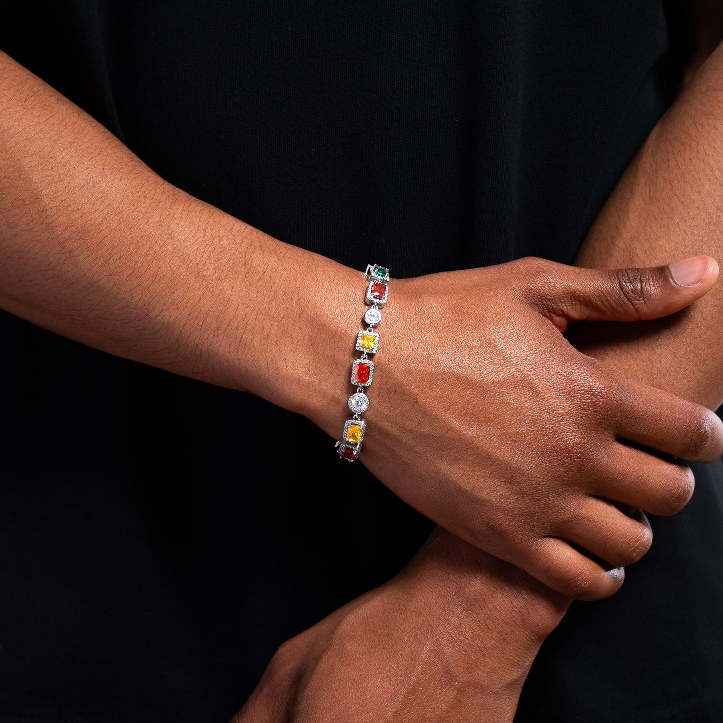 Multi Gemstone Bracelet 8 mm Silver