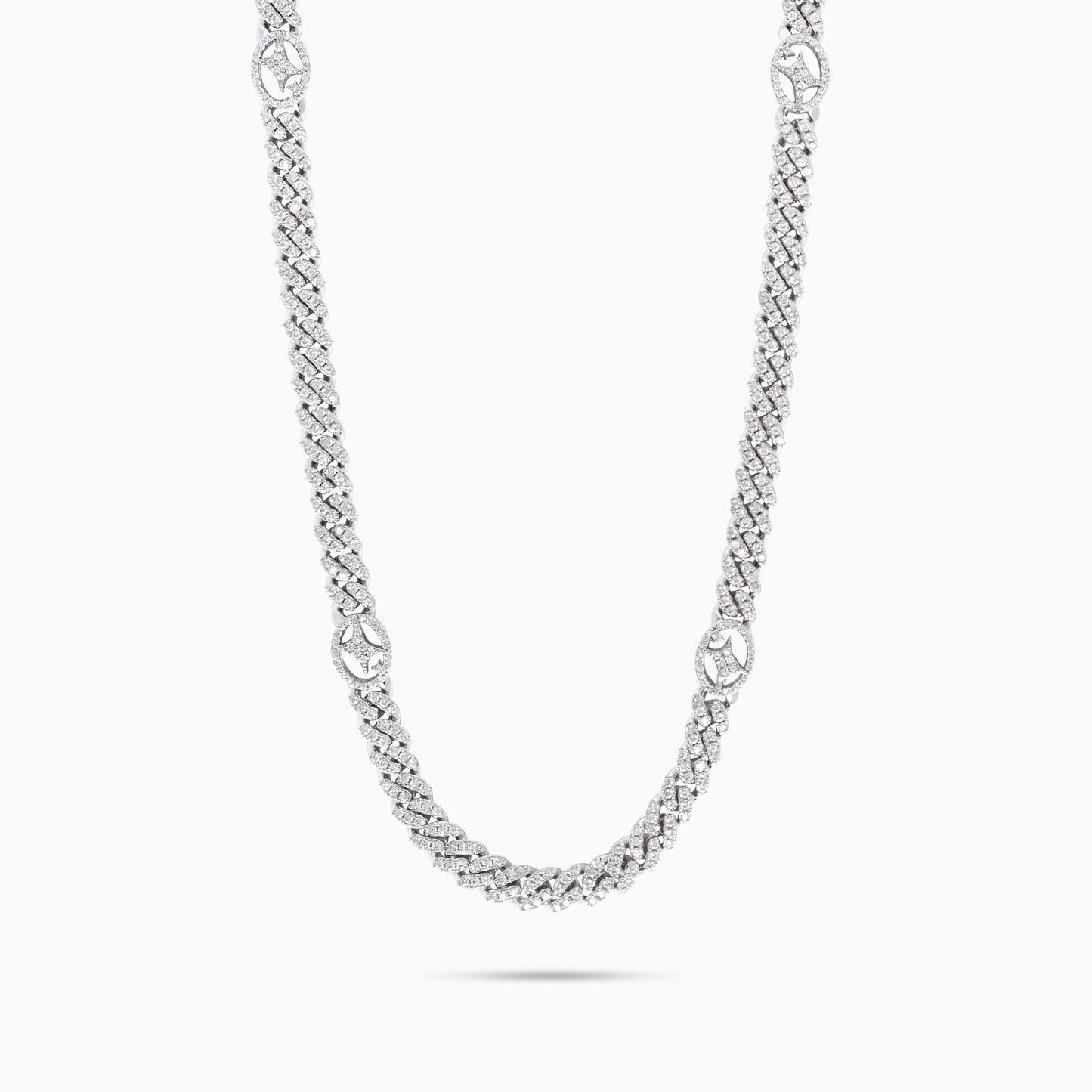 Chaîne Iced Cuban link Signature 5 mm Argentée