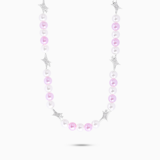 Signature silver Pearl Chain - White and Pink