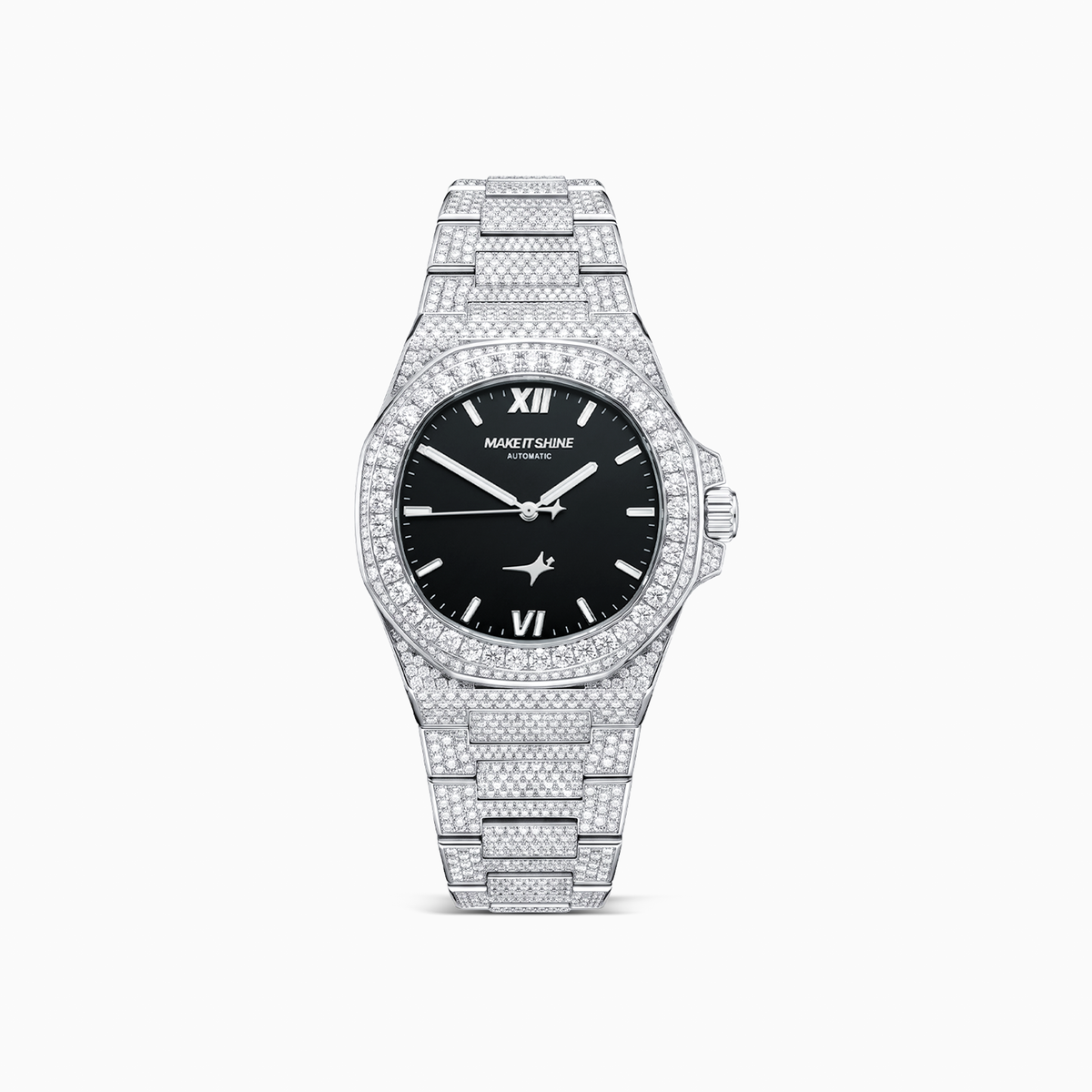 Iced ASON1 - Cadran Noir & Bracelet Acier inoxydable 316L - Moissanite VVS