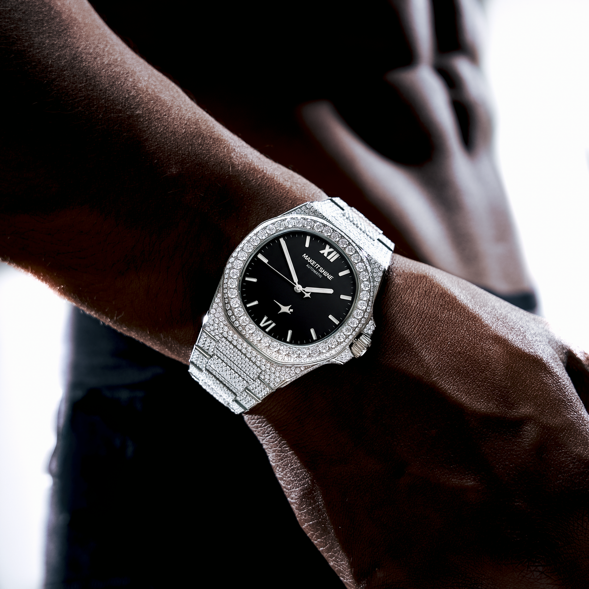 Iced ASON1 - Cadran Noir & Bracelet Acier inoxydable 316L - Moissanite VVS