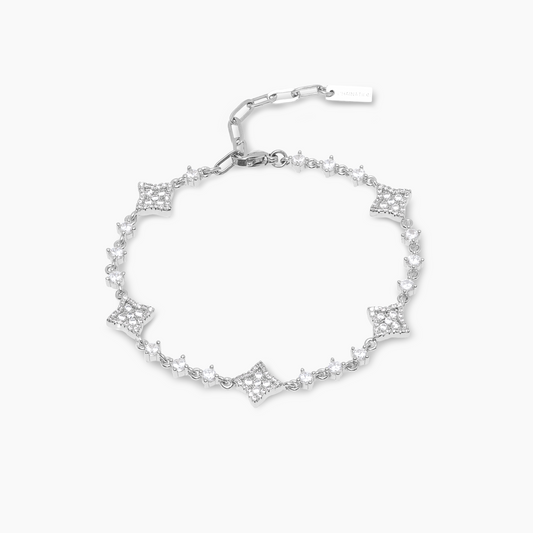 Flower Tennis Bracelet Silver