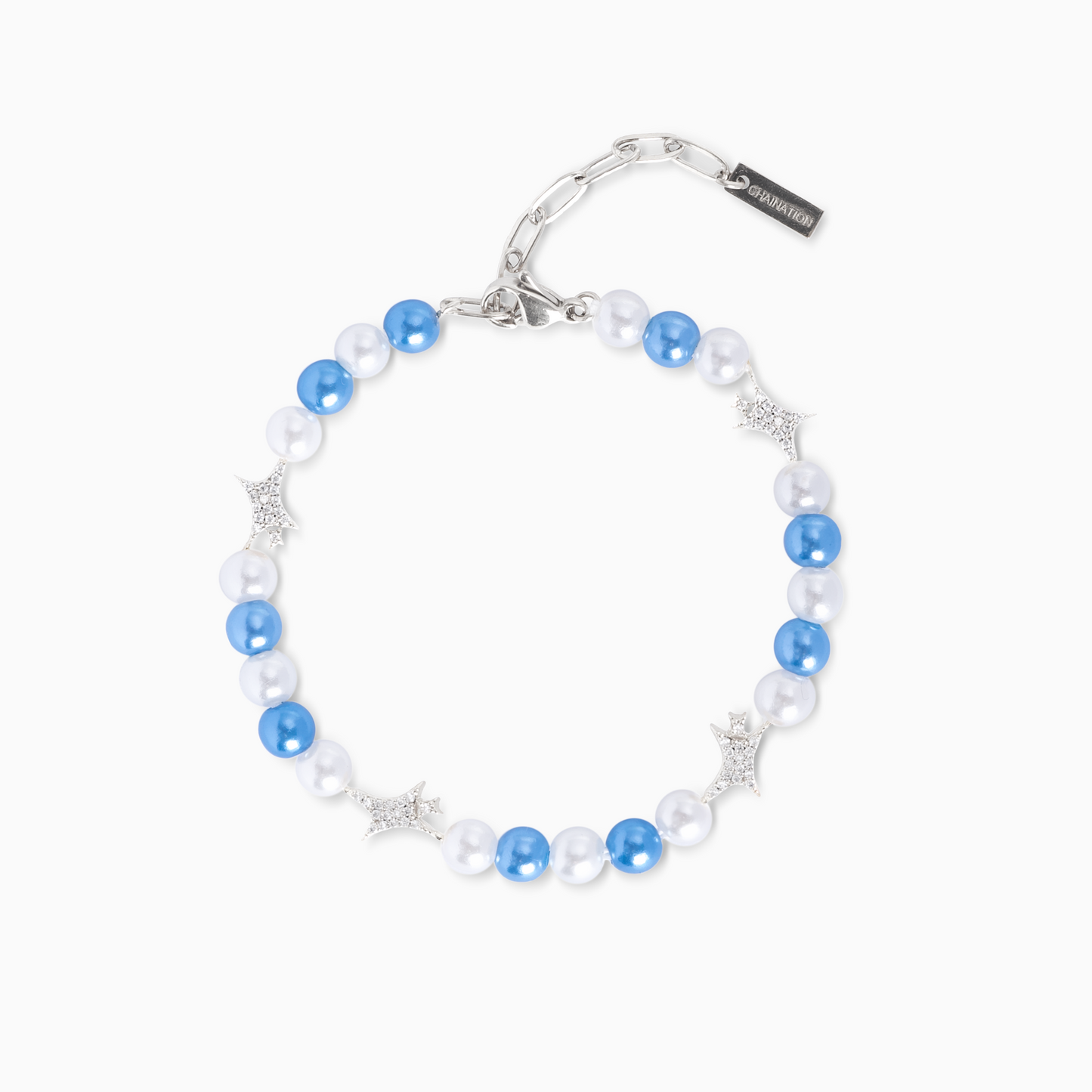 Signature Pearl Bracelet Silver - White and Blue