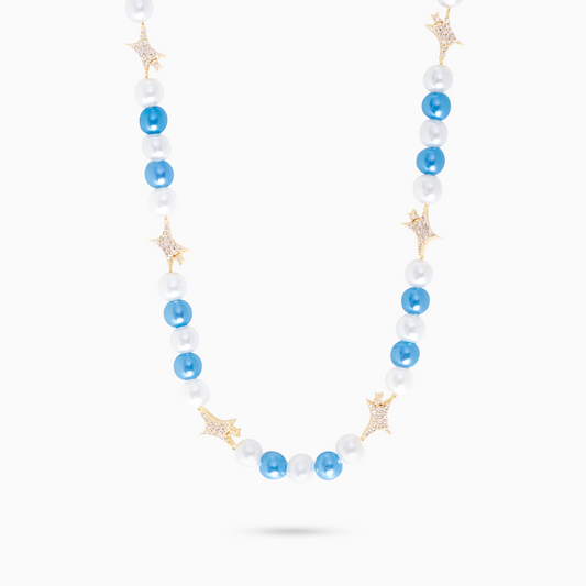 Signature Gold Pearl Chain - White and Blue