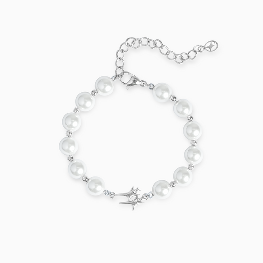 Double Stars Silver Beaded Bracelet