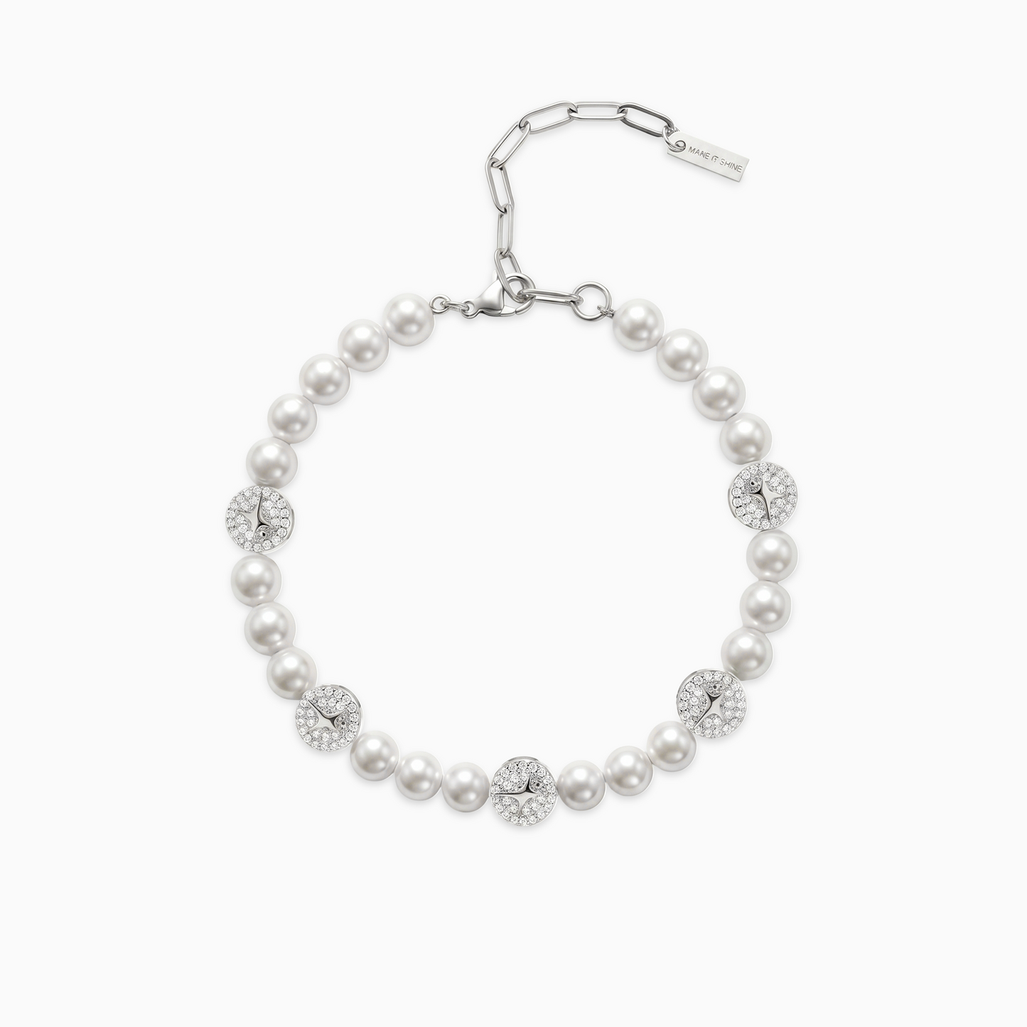 Bracelet perlé Monogramme Argenté