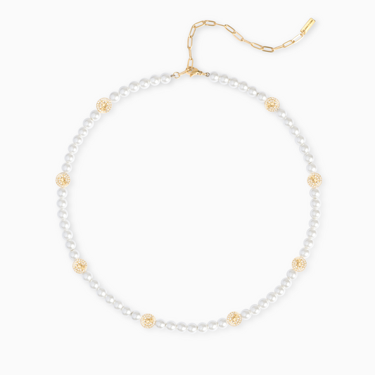 Gold Monogram Pearl Chain