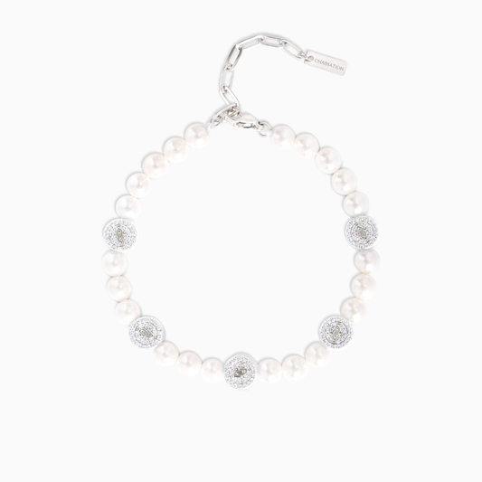 Silver Monogram Pearl Bracelet