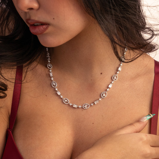 Silver Signature Iced Chain