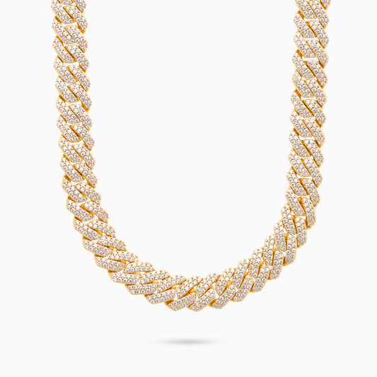 Prong link chain 12 mm gold