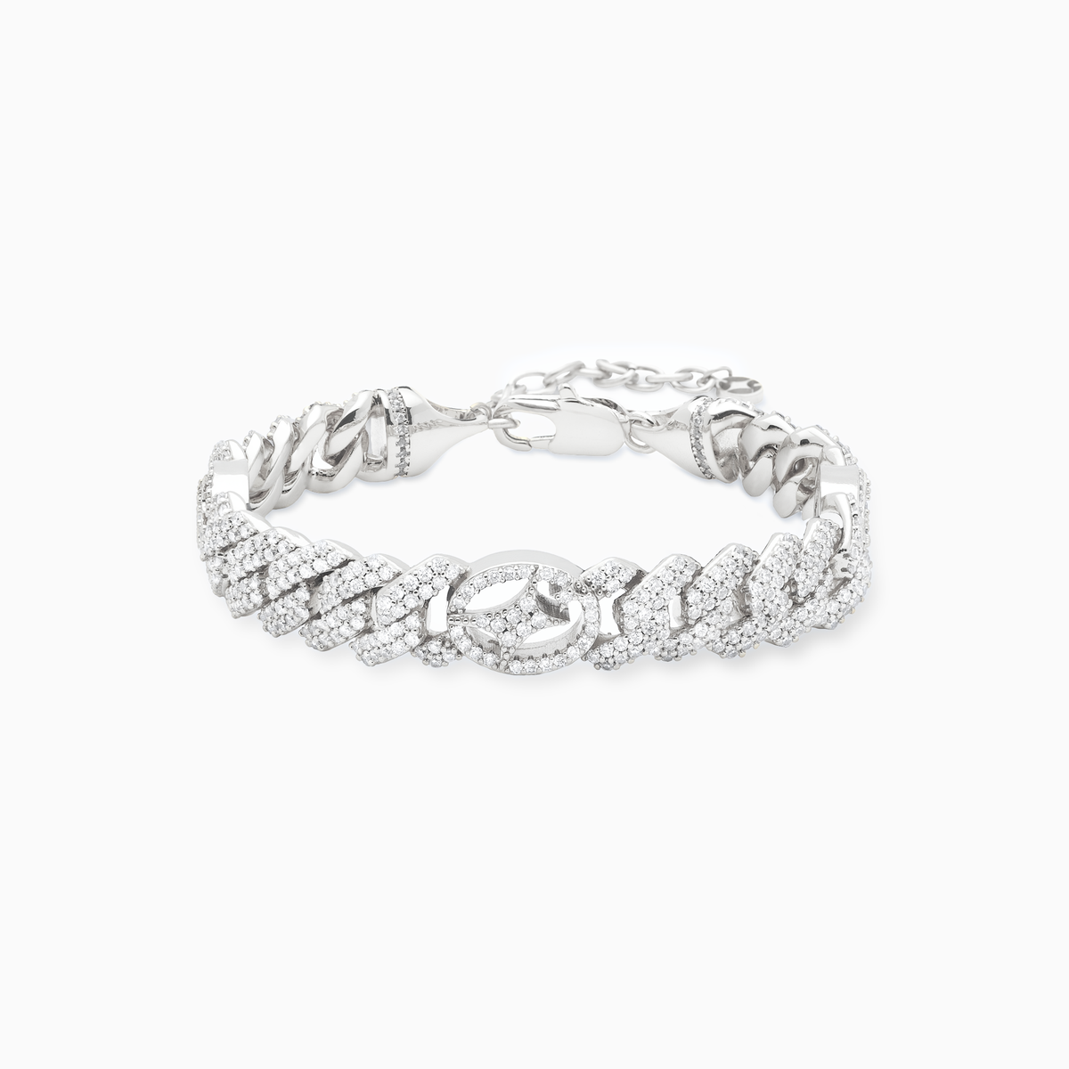 Bracelet Prong Link Signature 10mm - 925 Sterling Silver / VVS Moissanite