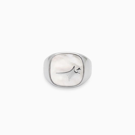 Raw Ring Argentée - Motif Blanc