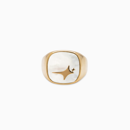 Raw Ring Dorée - Motif Blanc