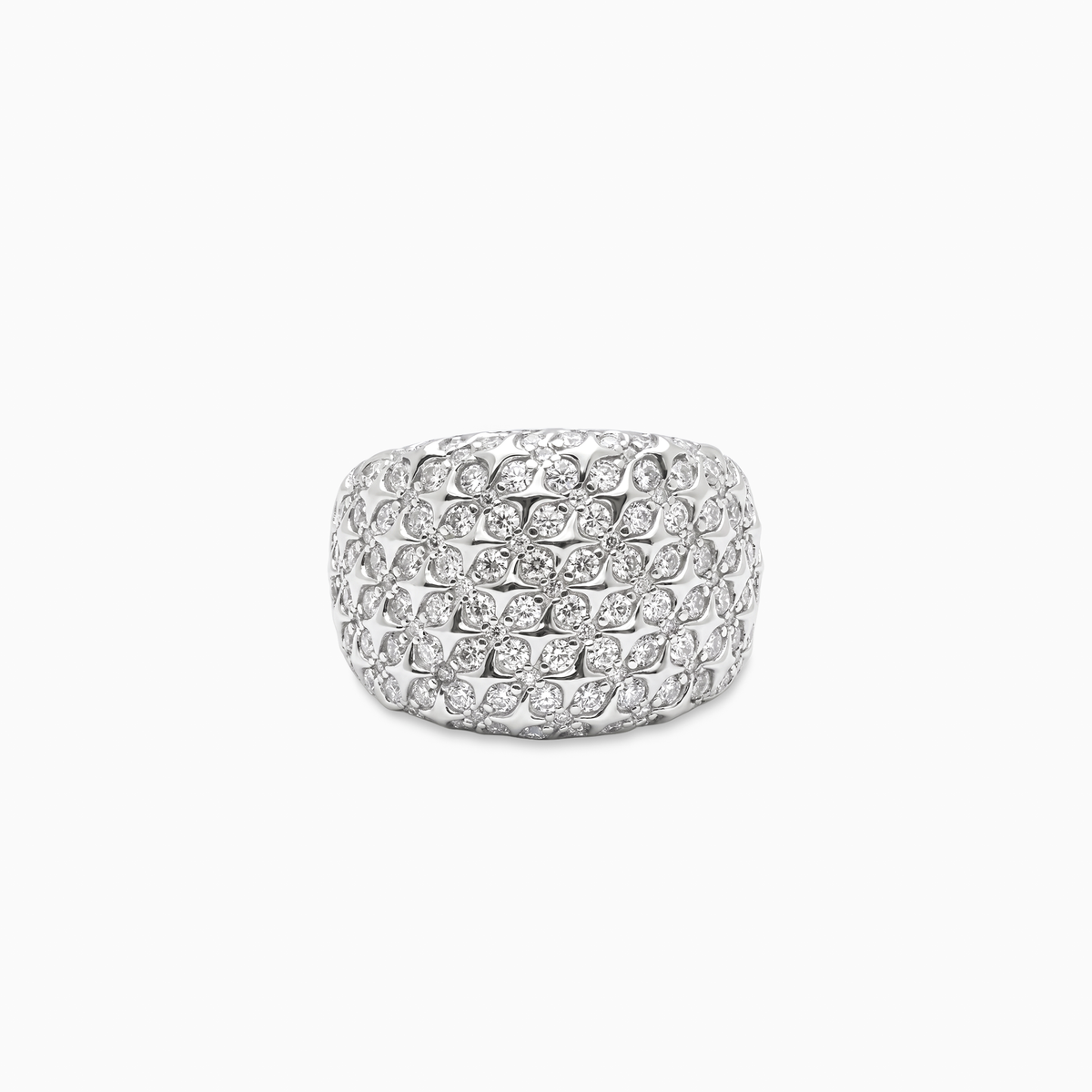 Iced Starfield Round signet ring - 925 Sterling Silver / VVS Moissanite