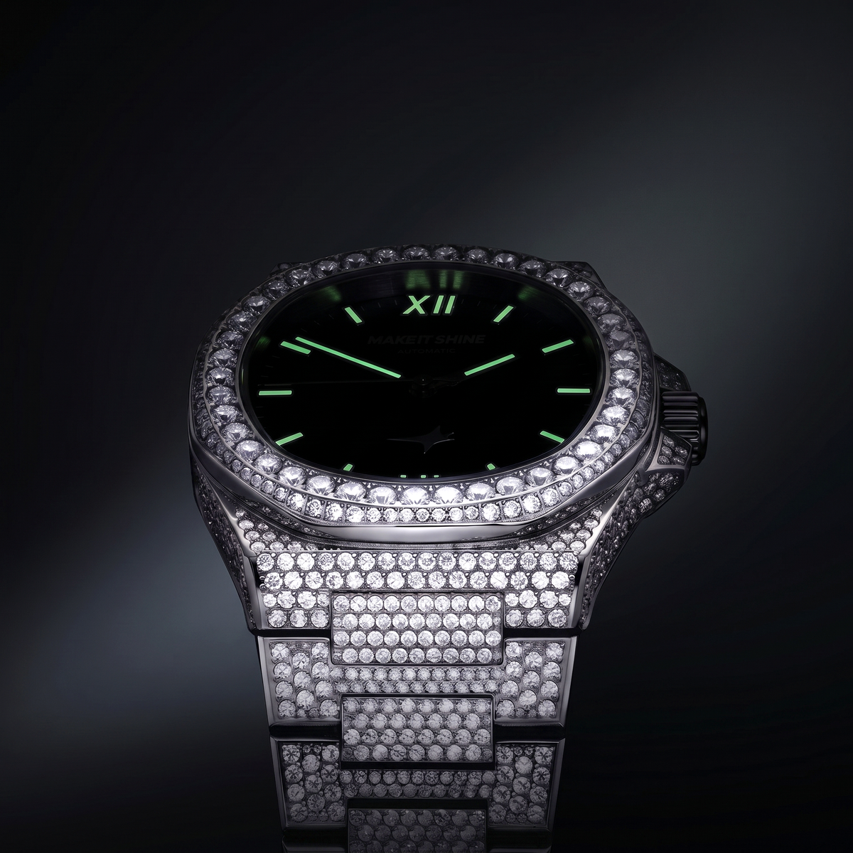 Iced ASON1 - Cadran Bleu & Bracelet Acier inoxydable 316L - Moissanite VVS