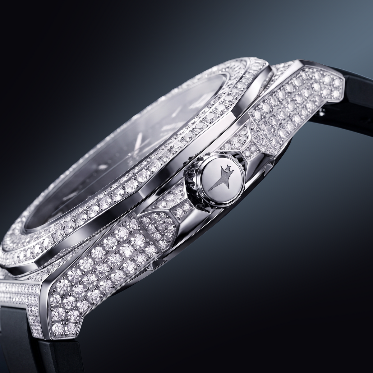 Iced ASON1 - Cadran Blanc & Bracelet Rubber - Moissanite VVS