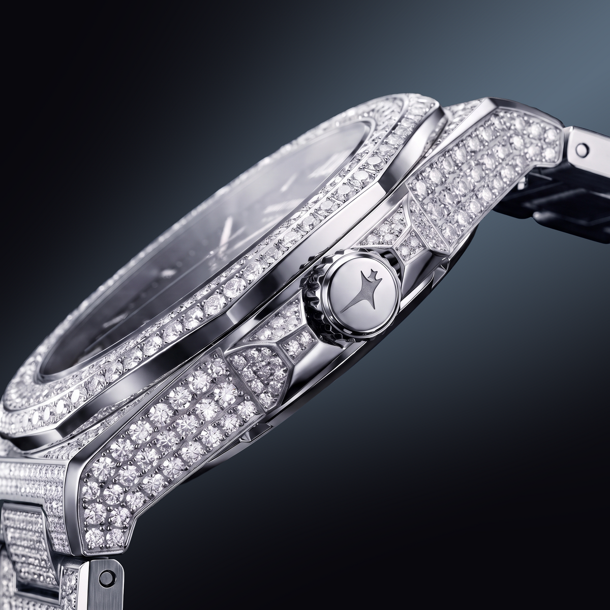 Iced ASON1 - Cadran Bleu & Bracelet Acier inoxydable 316L - Moissanite VVS