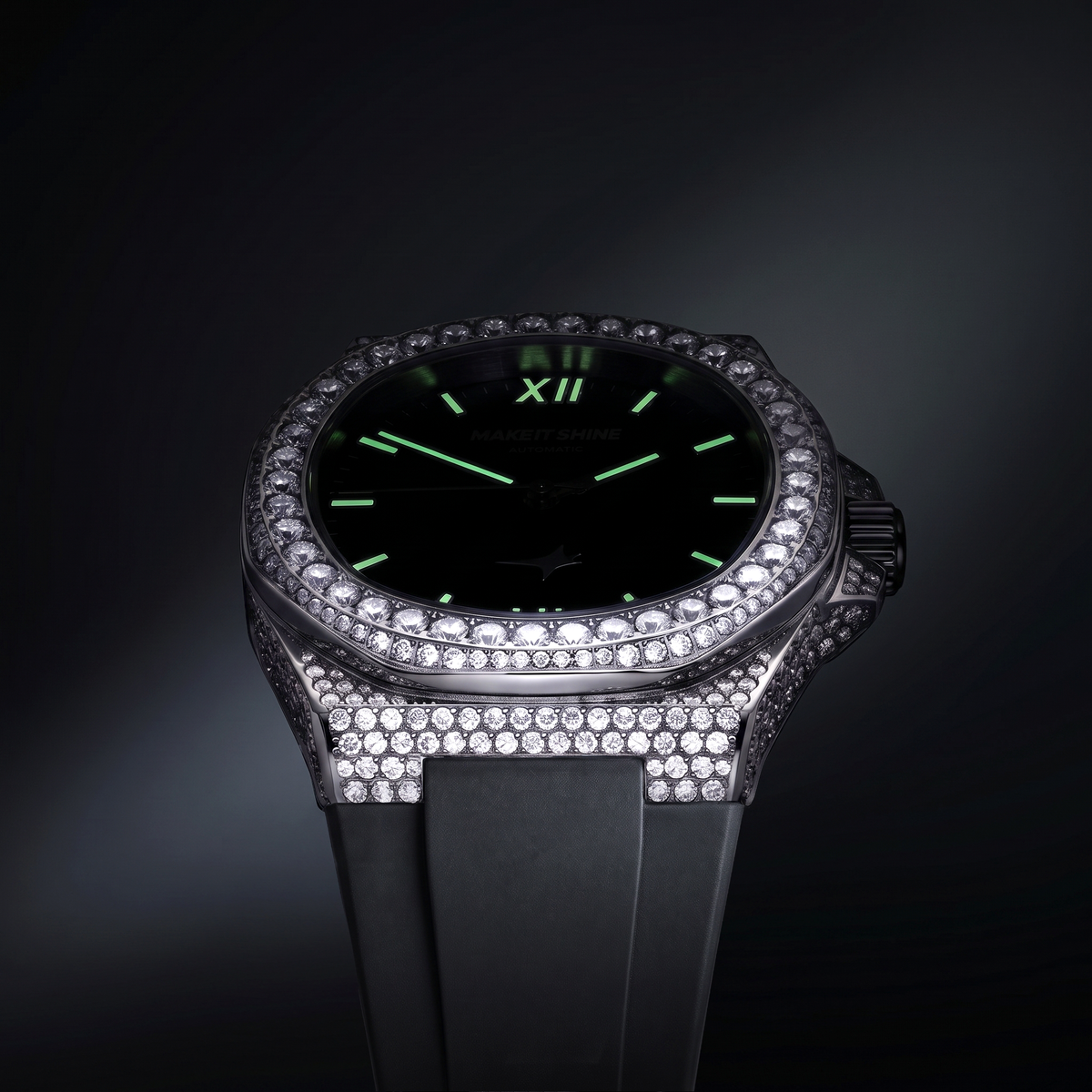 Iced ASON1 - Cadran Blanc & Bracelet Rubber - Moissanite VVS