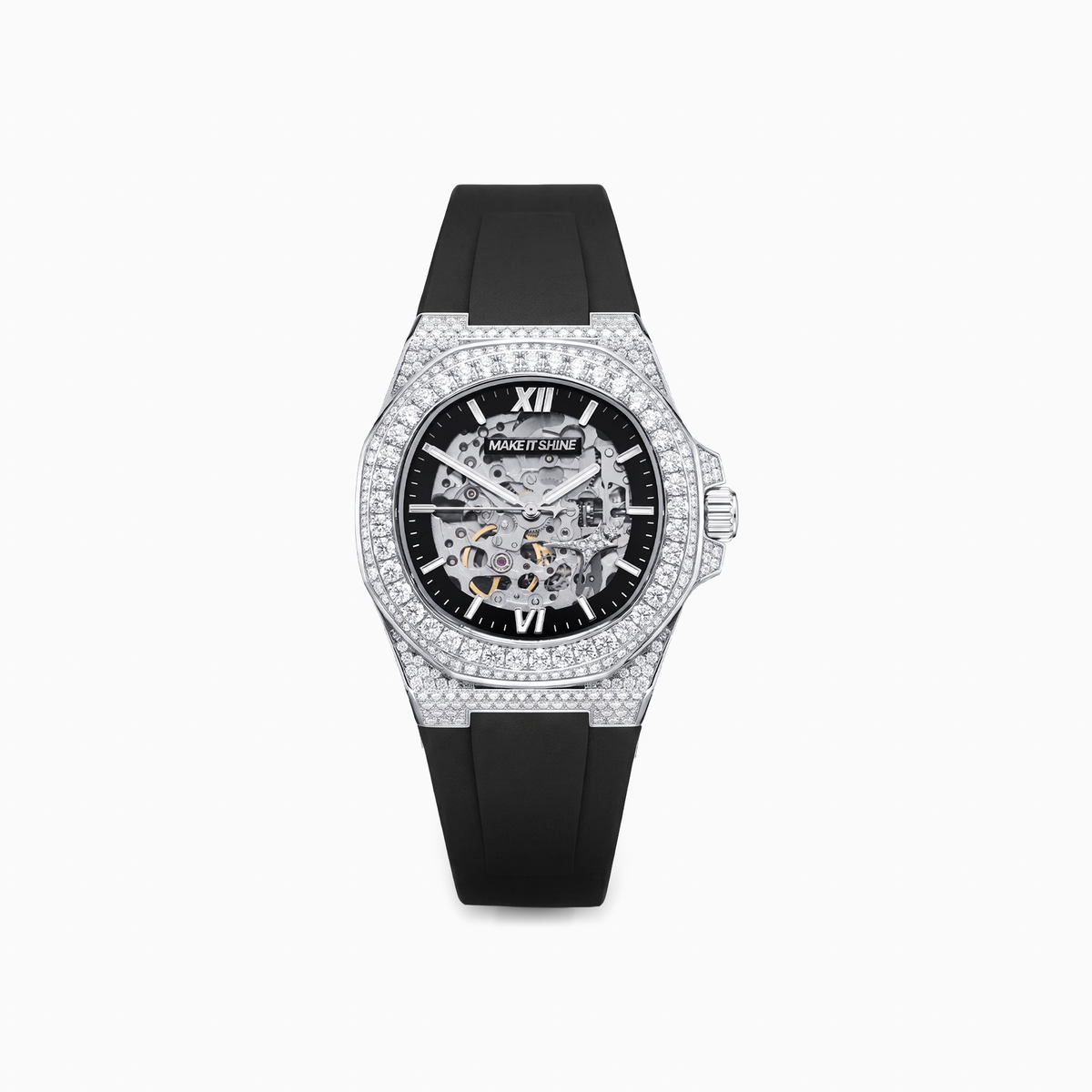 Iced ASON1 - Skeleton Dial & Rubber Strap - VVS Moissanite