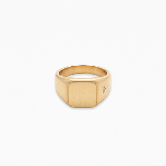 Square signet ring dorée
