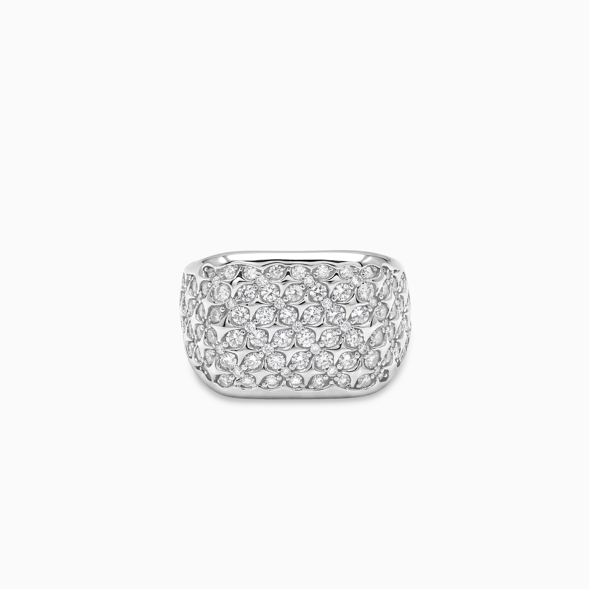 Iced Starfield Square signet ring - 925 Sterling Silver / VVS Moissanite