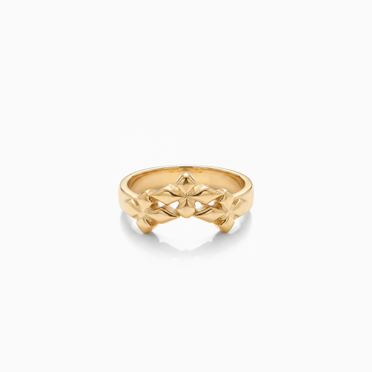 Triple crossed star ring - Doré