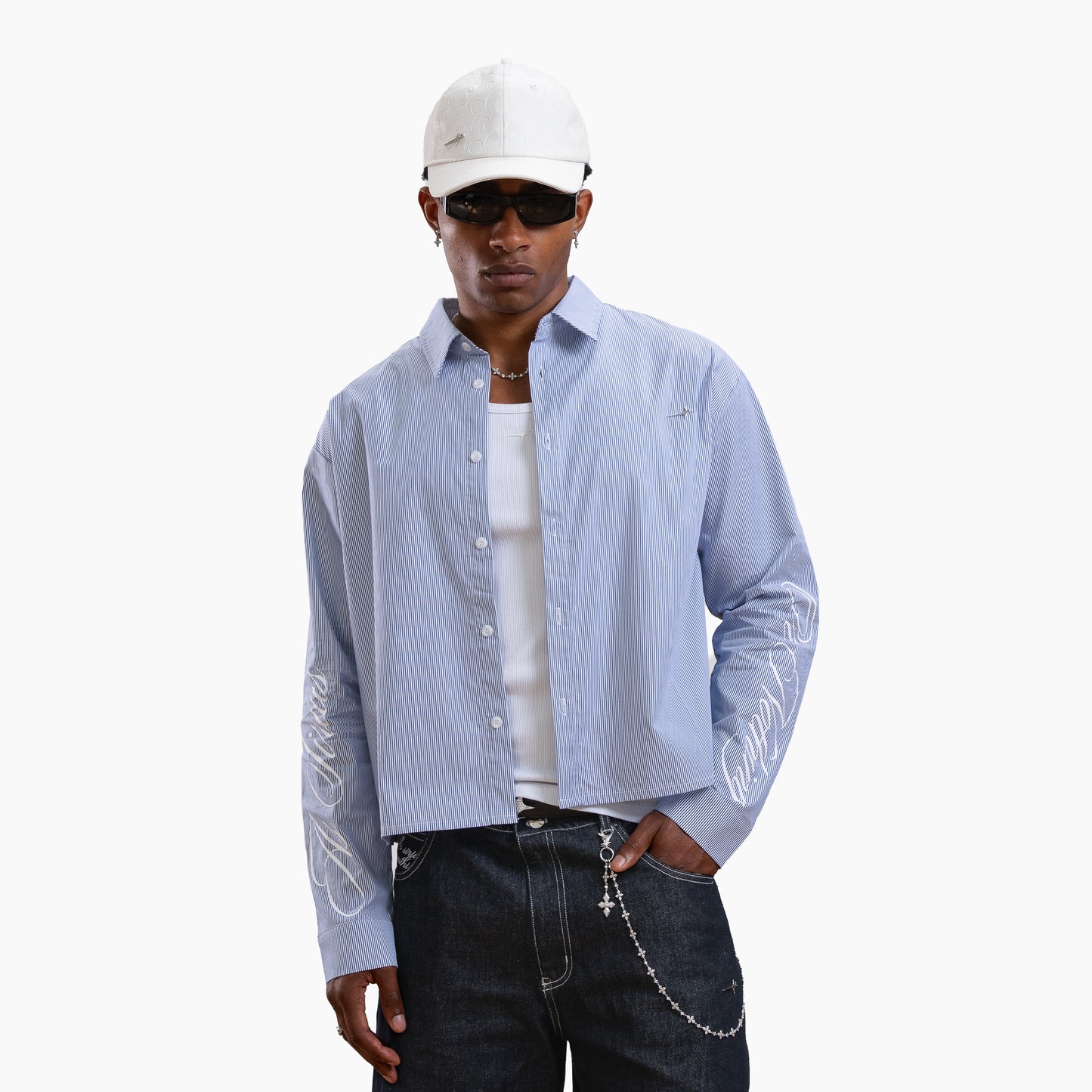 Striped Long-Sleeve Shirt - Blue & White