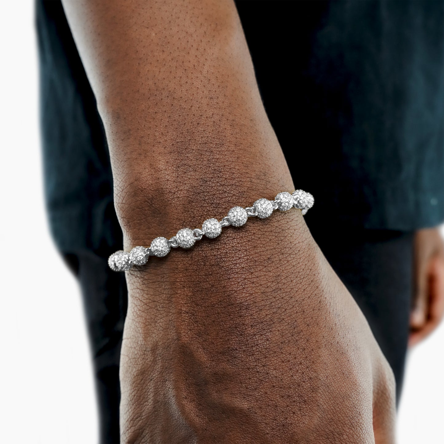 Bead link bracelet 6mm silver